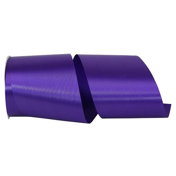 Reliant Ribbon 4 in. 50 Yards Single Face Satin Allure Ribbon, Regal Purple 4700-914-10K